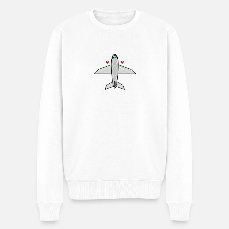 Flugzeug - Männer Premium Bio Pullover - Weiß