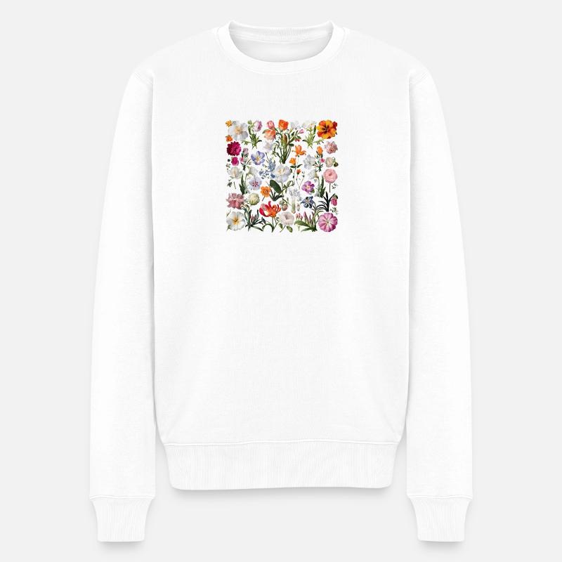 Fleurs Liese - Pull Premium bio Homme - blanc