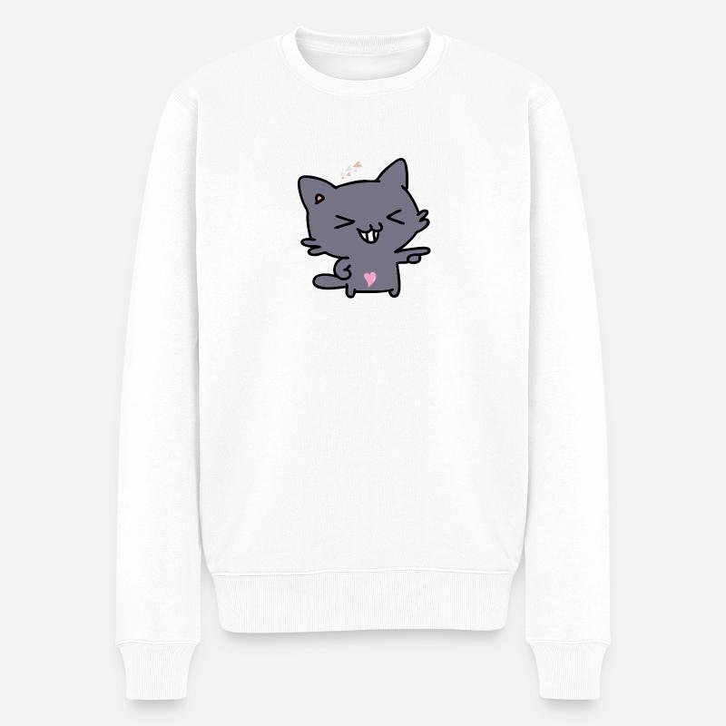 Katze - Männer Premium Bio Pullover - Weiß