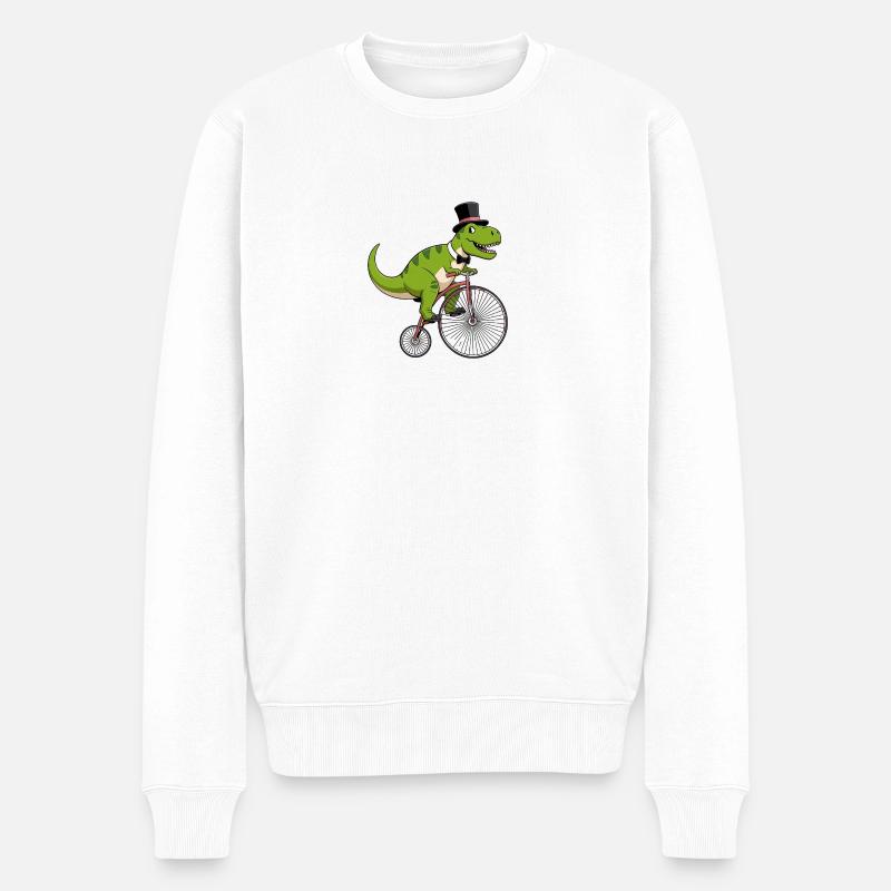 T-Rex à vélo Dino - Pull Premium bio Homme - blanc