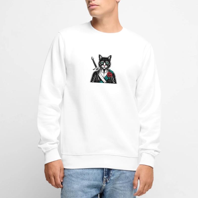 Le chat samourai, le chat Bushido Pull Premium bio Homme