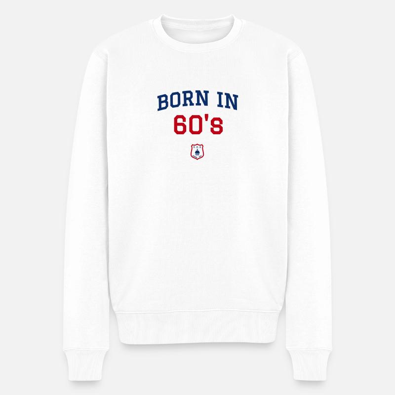 Born in 60's - Pull Premium bio Homme - blanc