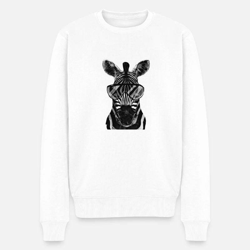 Zebra - Männer Premium Bio Pullover - Weiß