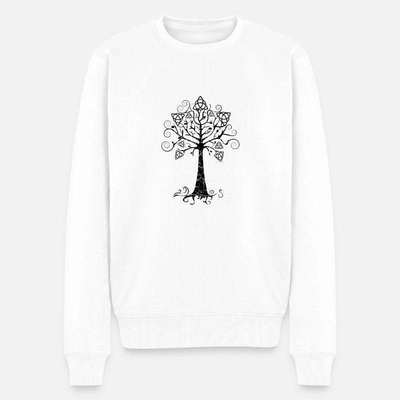 schwarzer Baum - Männer Premium Bio Pullover - Weiß