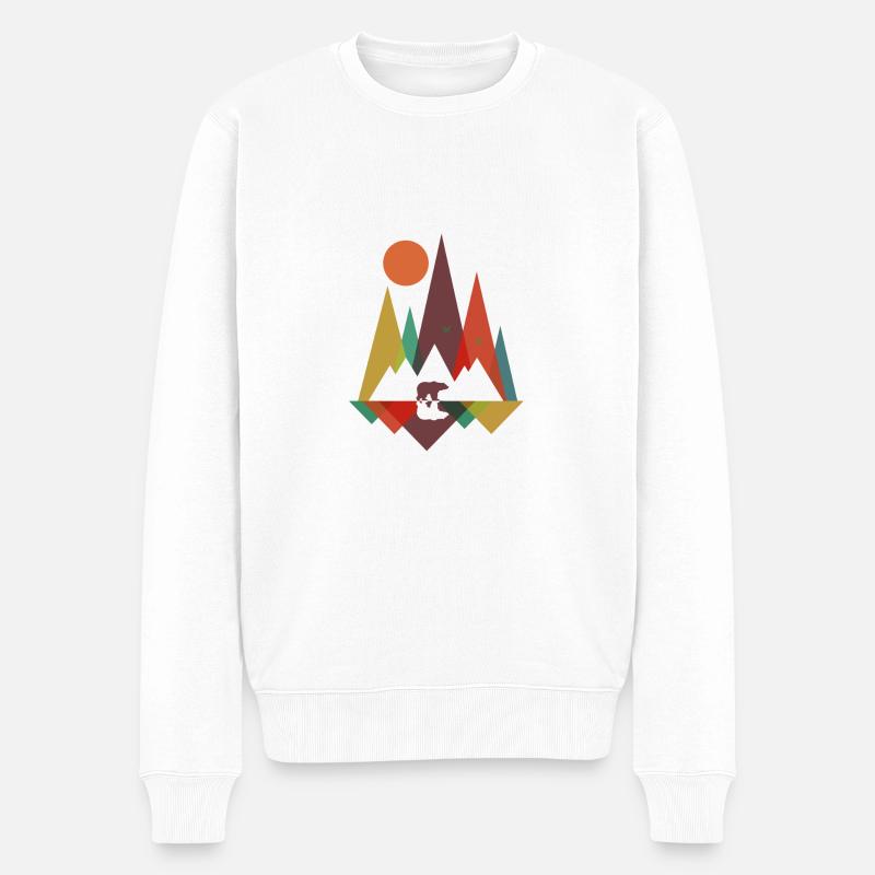 Bär in den Bergen - Männer Premium Bio Pullover - Weiß