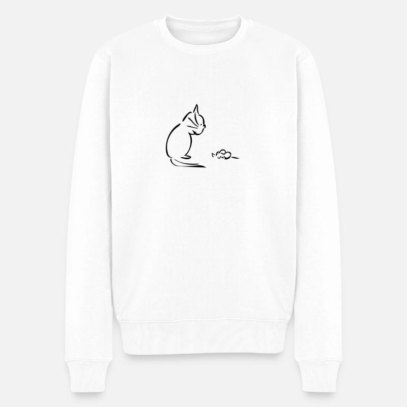 chat et souris - basique - Pull Premium bio Homme - blanc