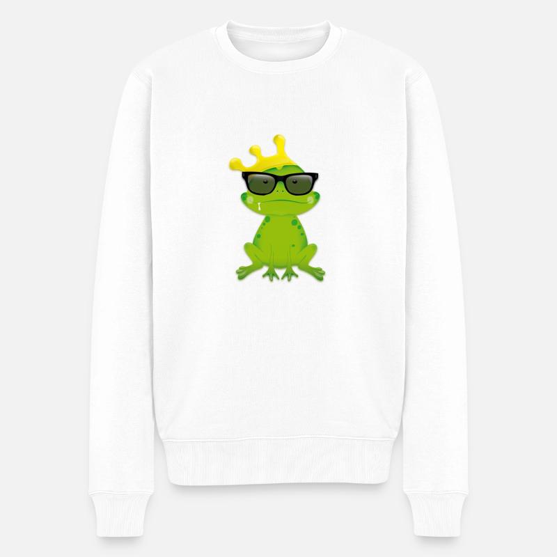 Frosch im Comicstyle - Männer Premium Bio Pullover - Weiß