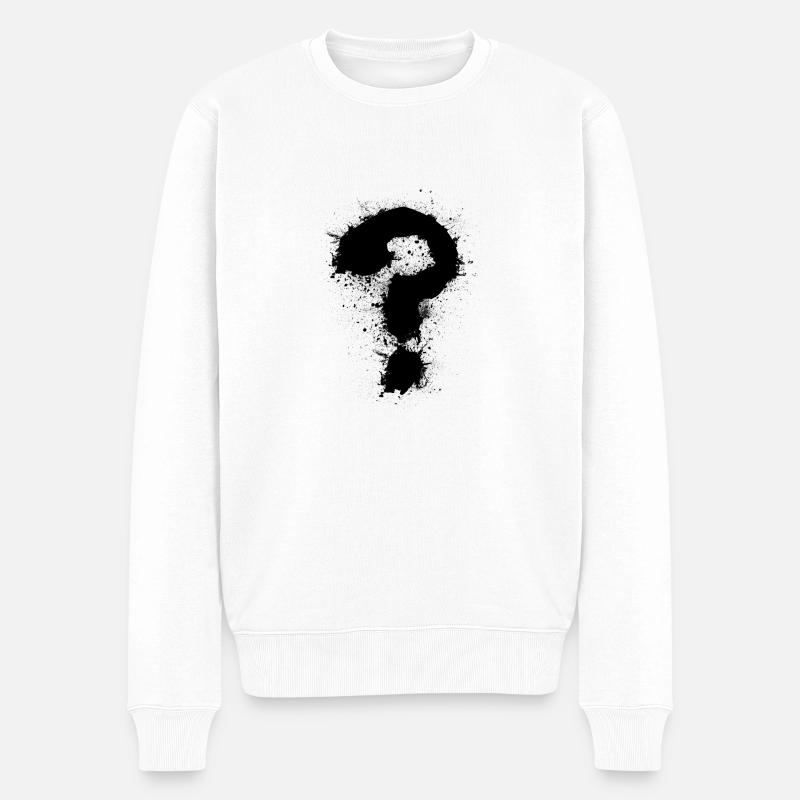 Fragezeichen - Männer Premium Bio Pullover - Weiß