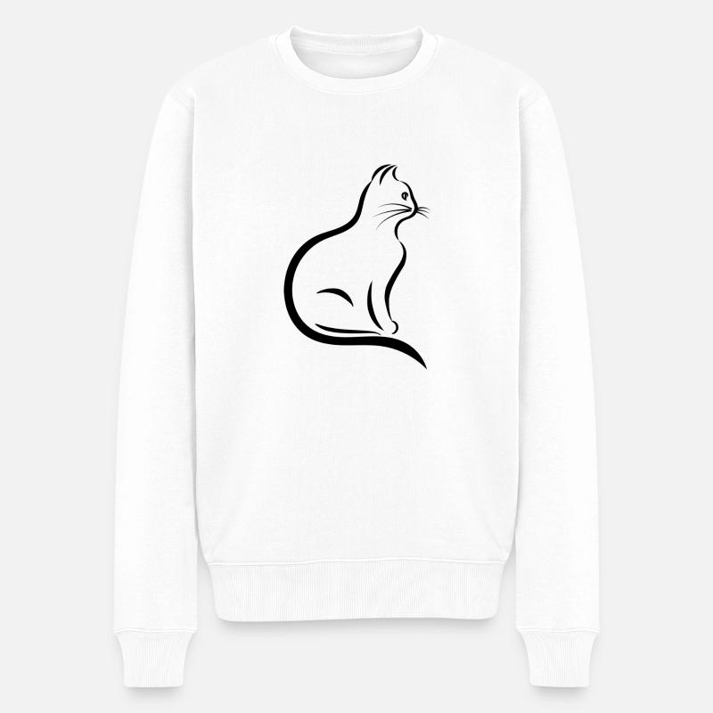 Katze - Männer Premium Bio Pullover - Weiß