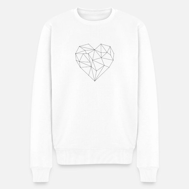 grafisches Herz schwarz - Männer Premium Bio Pullover - Weiß