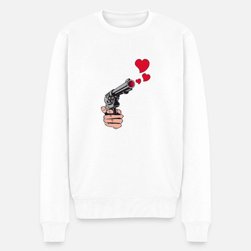 gunshot hearts - Männer Premium Bio Pullover - Weiß