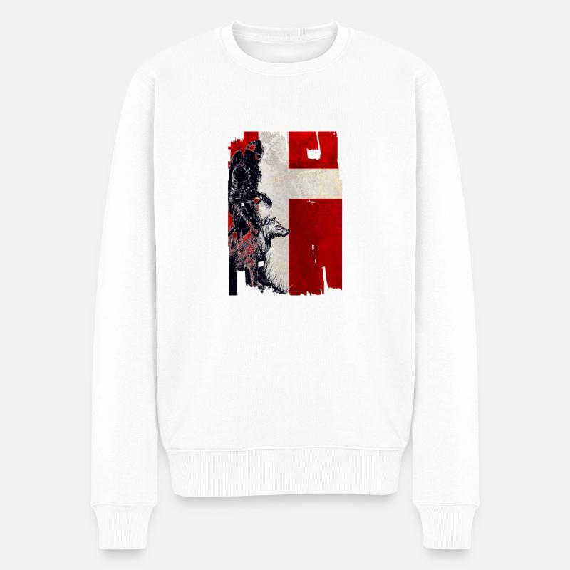 Wikinger Wolf Dänemark - Männer Premium Bio Pullover - Weiß