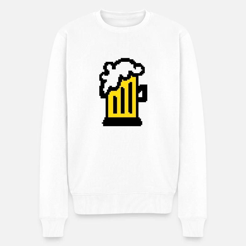 Bier Pixel Art - Männer Premium Bio Pullover - Weiß