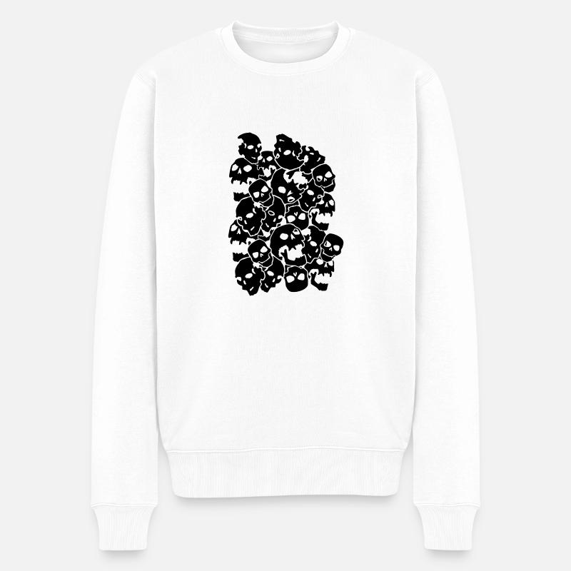 Skull Allover - Pull Premium bio Homme - blanc