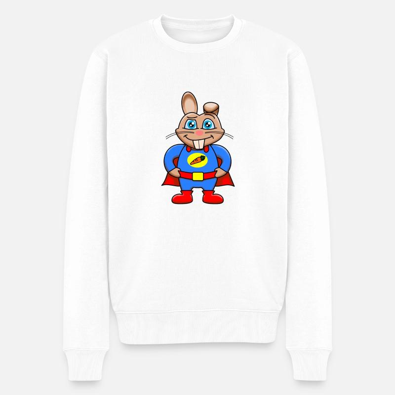 Superhasenheld - Männer Premium Bio Pullover - Weiß