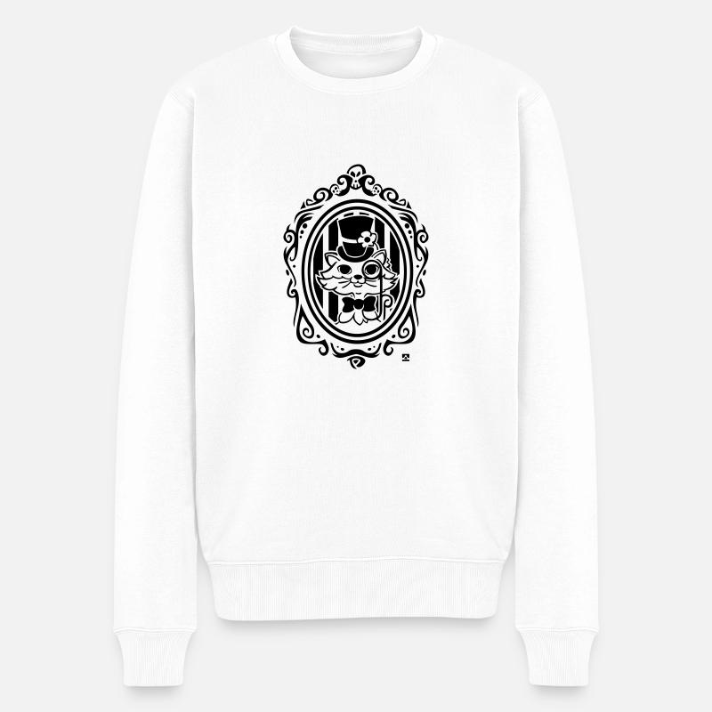 Cat victorian style - Männer Premium Bio Pullover - Weiß