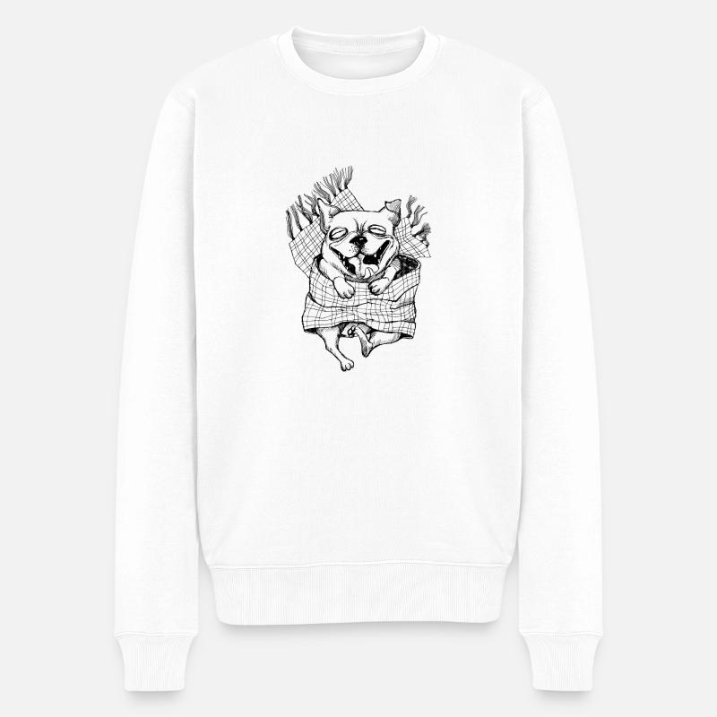 lustiger mops - Männer Premium Bio Pullover - Weiß