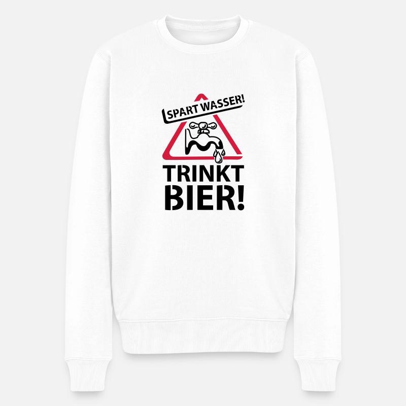 Spart Wasser! - Trinkt Bier! - Männer Premium Bio Pullover - Weiß