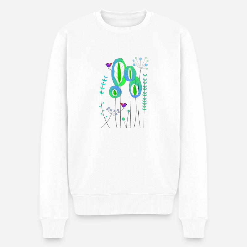 Wald abstrakt - Männer Premium Bio Pullover - Weiß