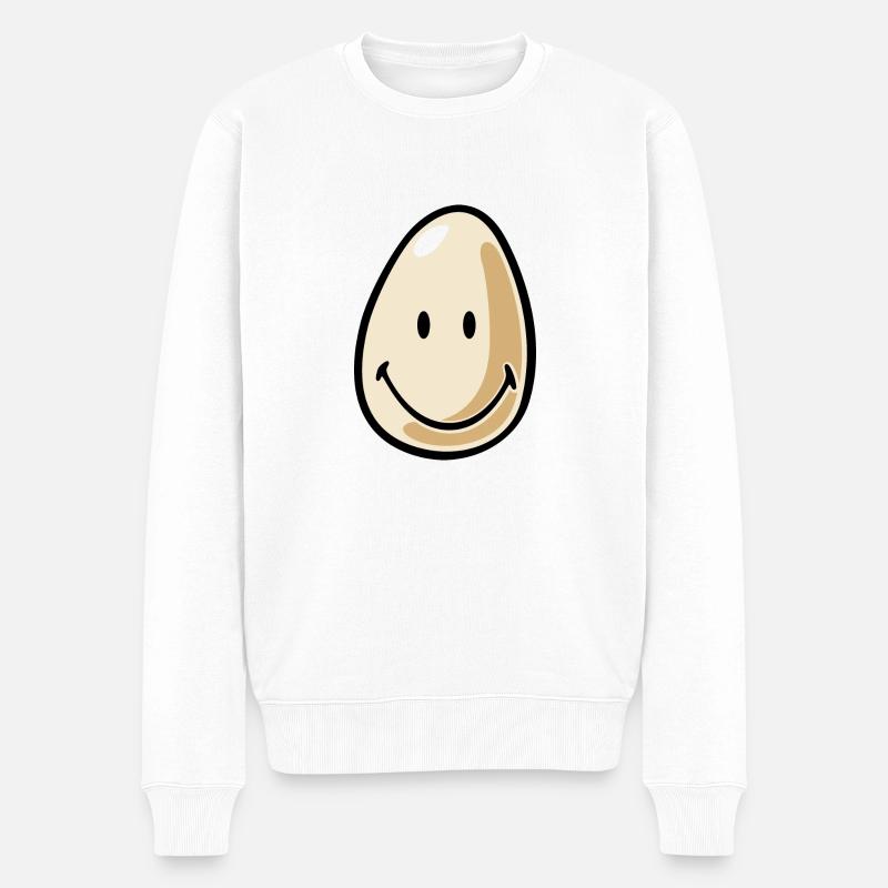 Smiley Egg - Männer Premium Bio Pullover - Weiß