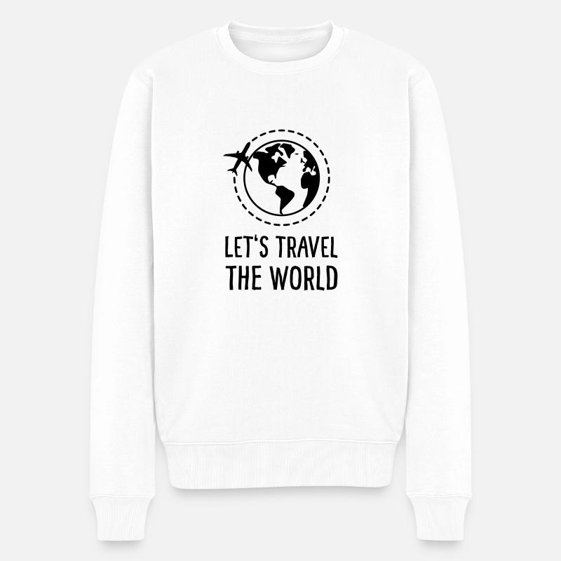 Let's Travel the World - Männer Premium Bio Pullover - Weiß
