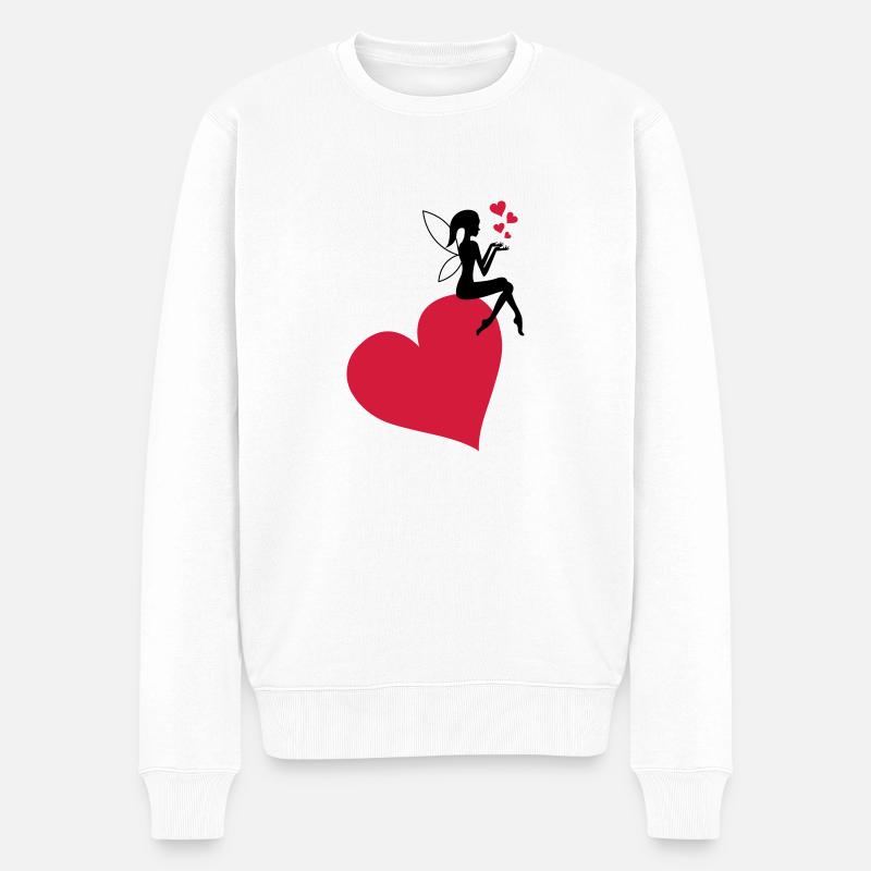 fee_herz_liebe - Männer Premium Bio Pullover - Weiß