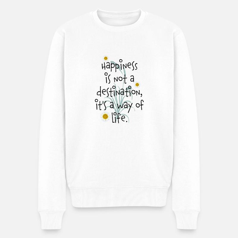 happy - Männer Premium Bio Pullover - Weiß