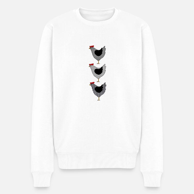 Hühner Huhn Hahn Kücken Federvieh Vogel Eier Ei - Männer Premium Bio Pullover - Weiß