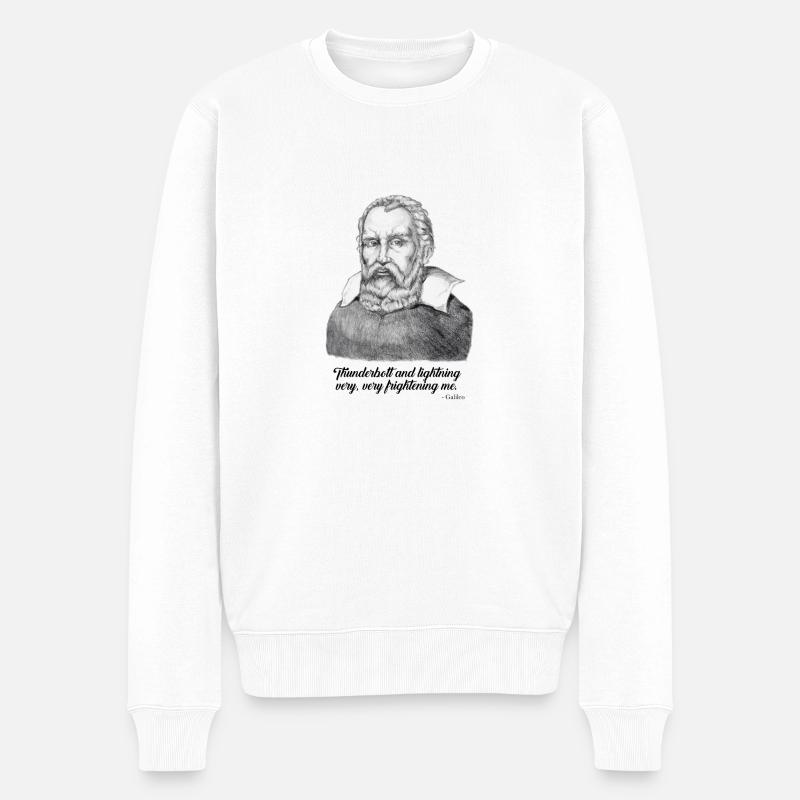 Galileo Quotes - Thunder & Lightning - Science - Männer Premium Bio Pullover - Weiß