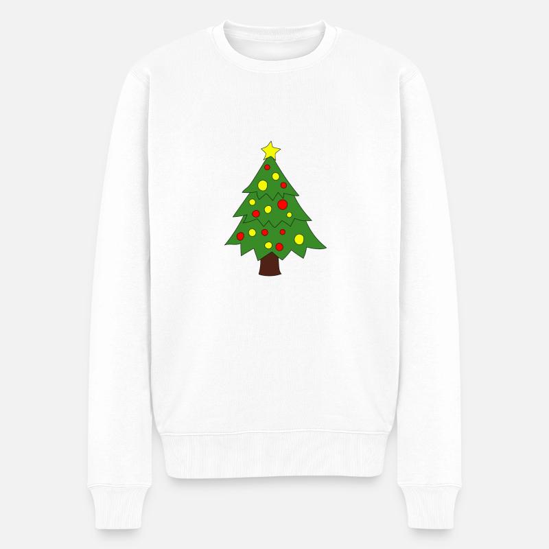 Weihnachtsbaum - Männer Premium Bio Pullover - Weiß