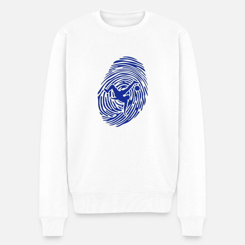 Fußball Fingerabdruck - Männer Premium Bio Pullover - Weiß