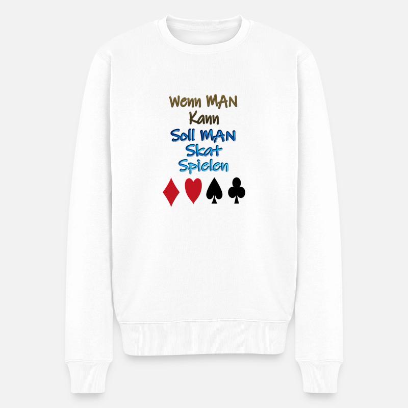 Skat Design - Männer Premium Bio Pullover - Weiß