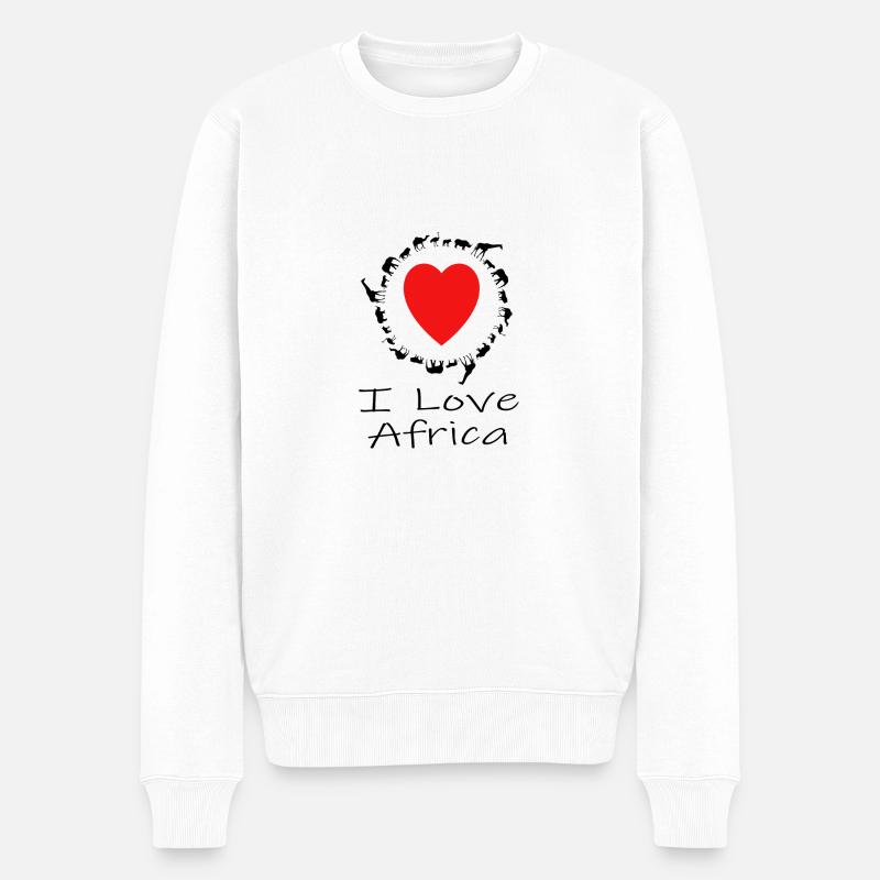 I Love Afrika - Männer Premium Bio Pullover - Weiß