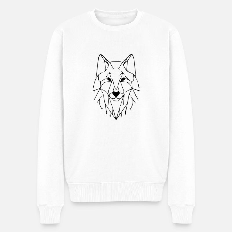 Wolf geometrisch - Männer Premium Bio Pullover - Weiß