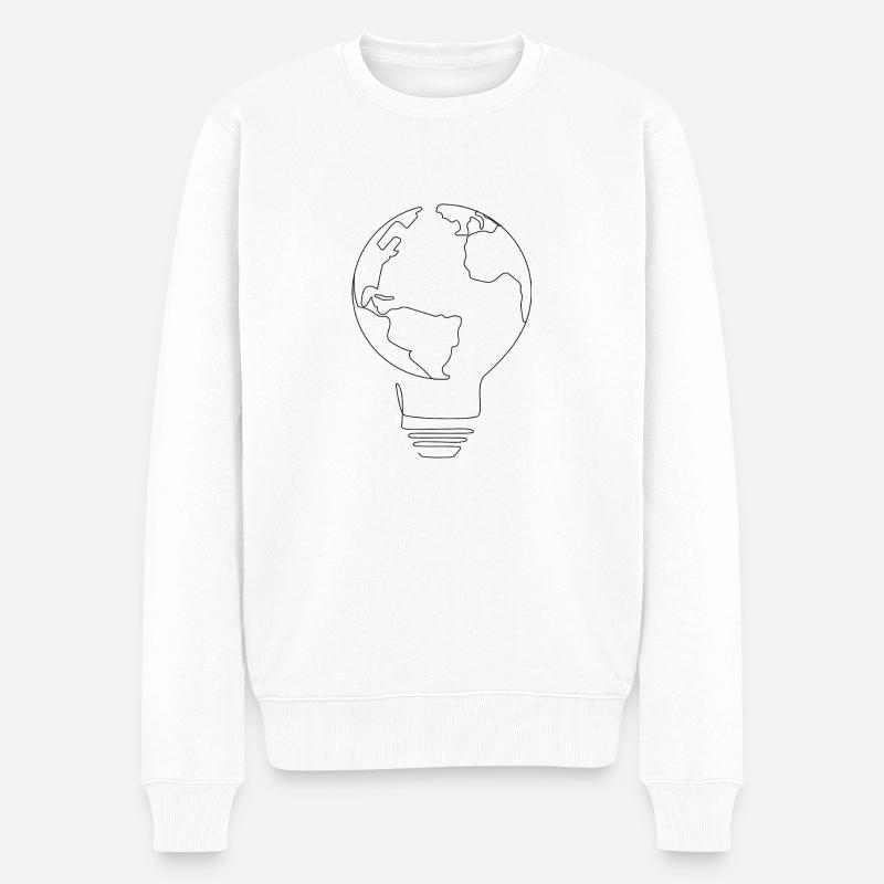 Welt - Männer Premium Bio Pullover - Weiß