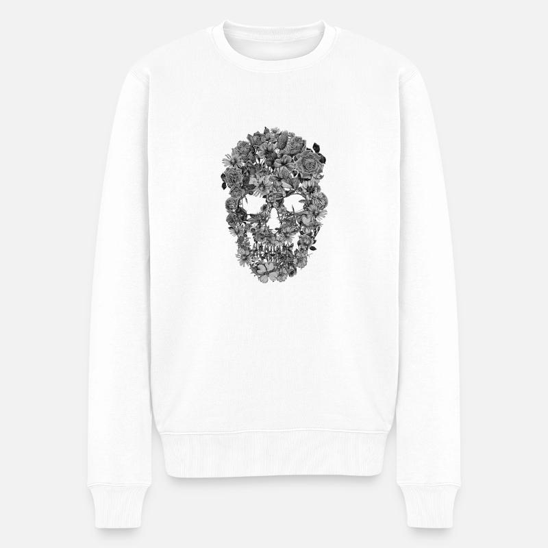 Crâne de fleur - Pull Premium bio Homme - blanc
