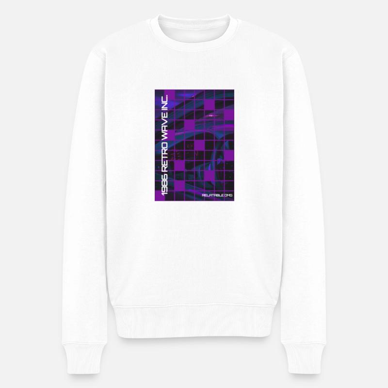 '86 Retro Wave Synthwave Car Interior - Männer Premium Bio Pullover - Weiß