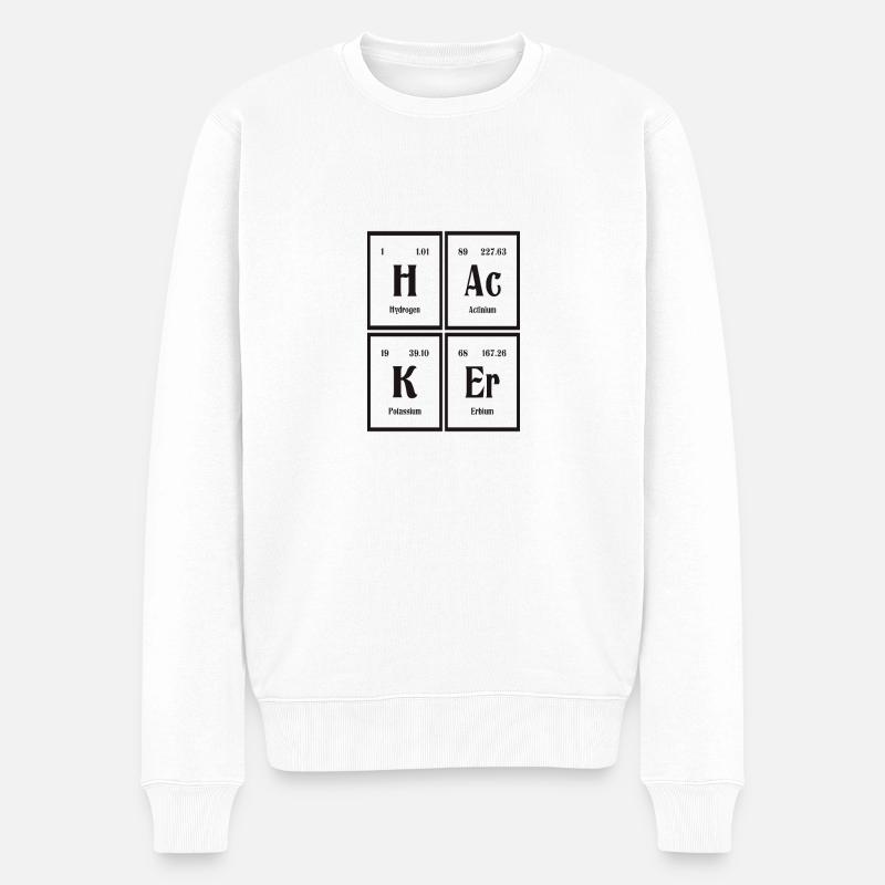Hacker-| Periodensystem der Elemente - Männer Premium Bio Pullover - Weiß