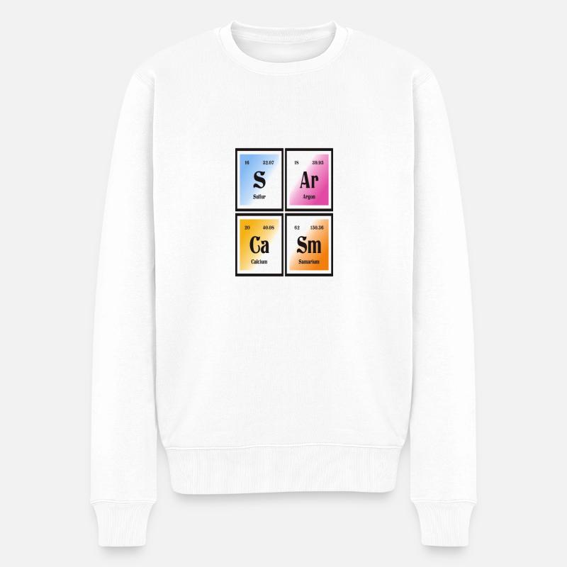 Sarkasmus | Periodensystem der Elemente - Männer Premium Bio Pullover - Weiß