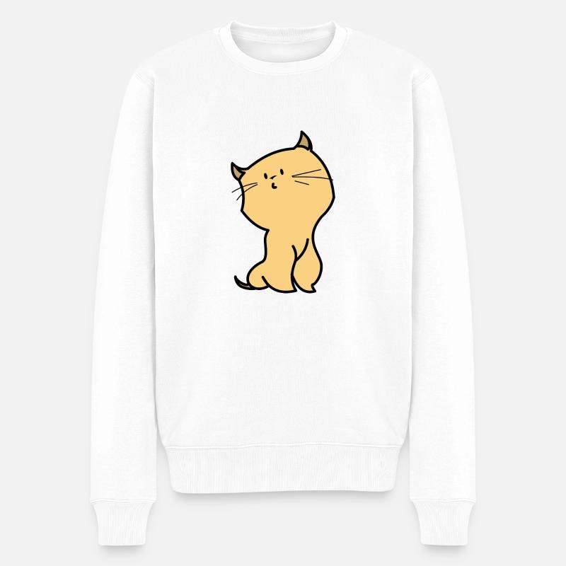 chat orange - Pull Premium bio Homme - blanc