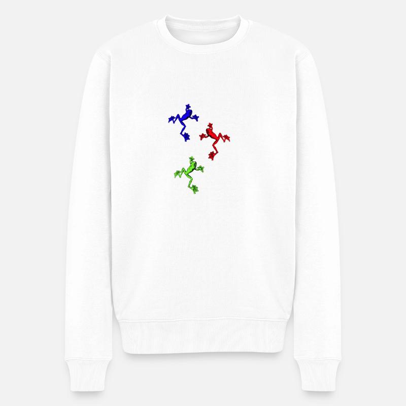3 Freche Frösche - Männer Premium Bio Pullover - Weiß