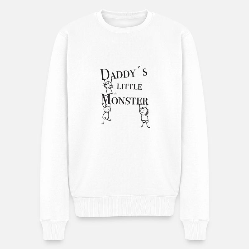 Daddy Little Monster - Männer Premium Bio Pullover - Weiß