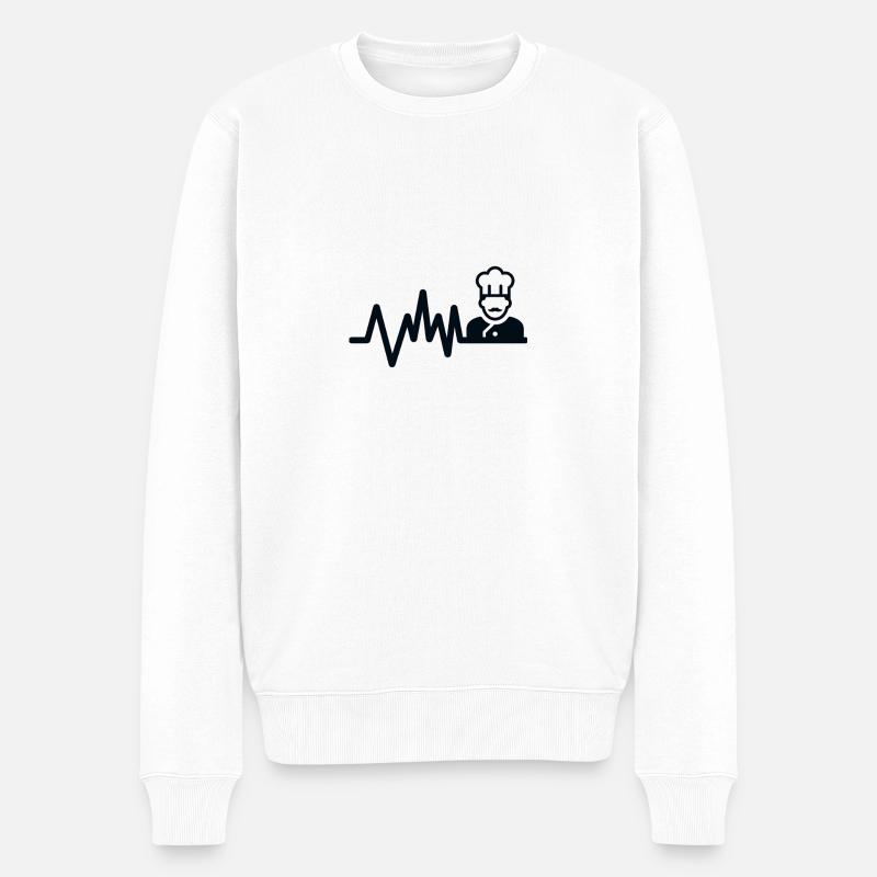 cook heartbeat - Männer Premium Bio Pullover - Weiß