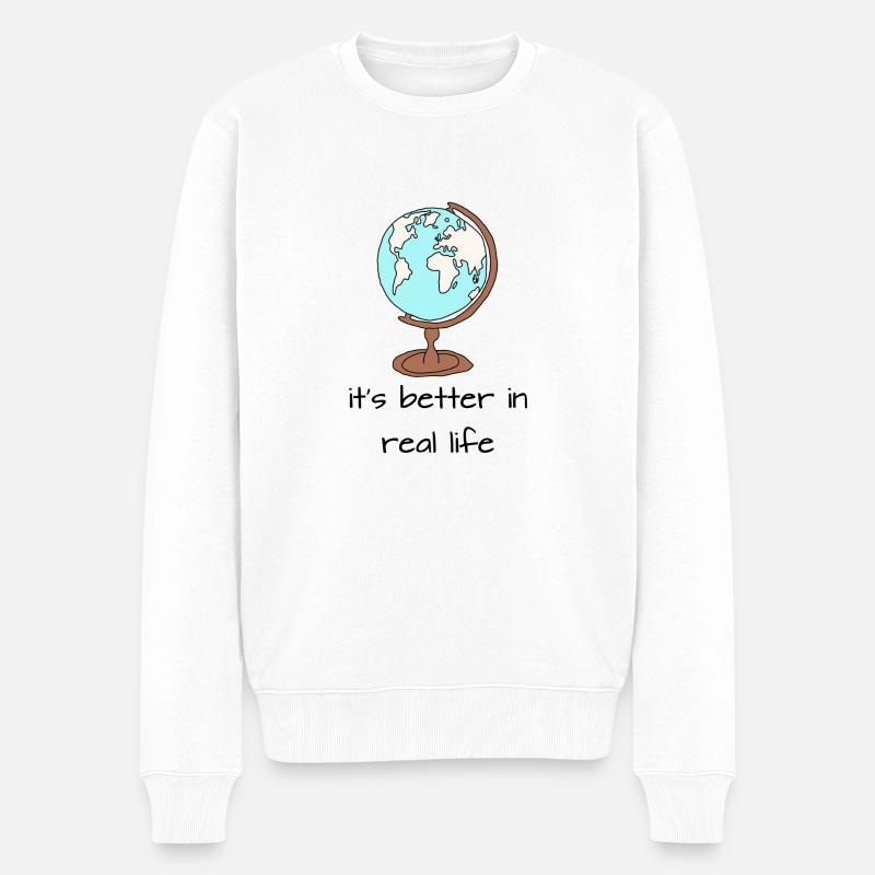 Traveling - Männer Premium Bio Pullover - Weiß