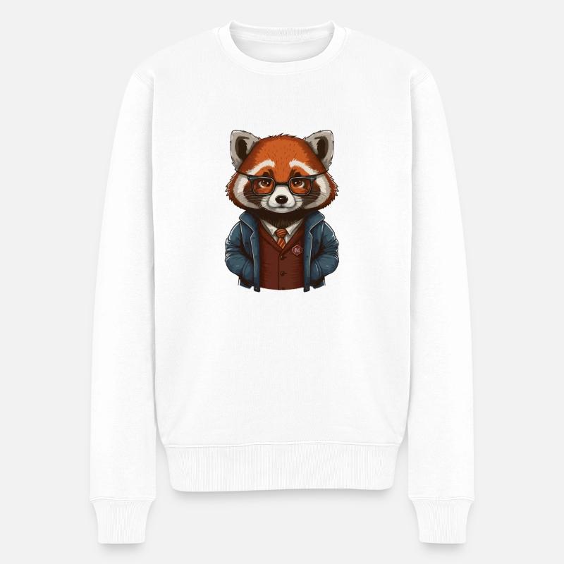 Red Panda en hipster - Pull Premium bio Homme - blanc