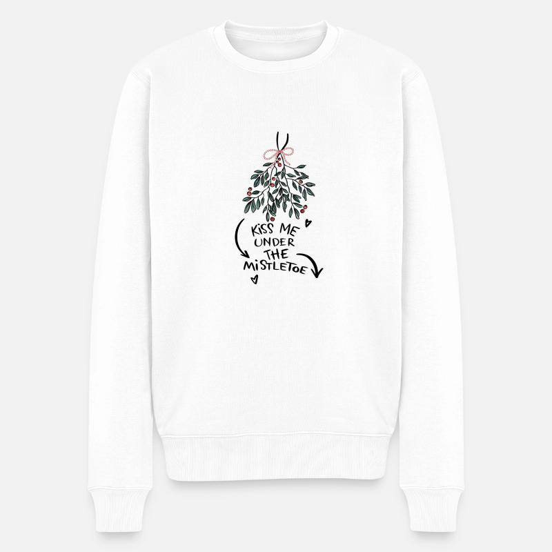 Kiss me - Männer Premium Bio Pullover - Weiß
