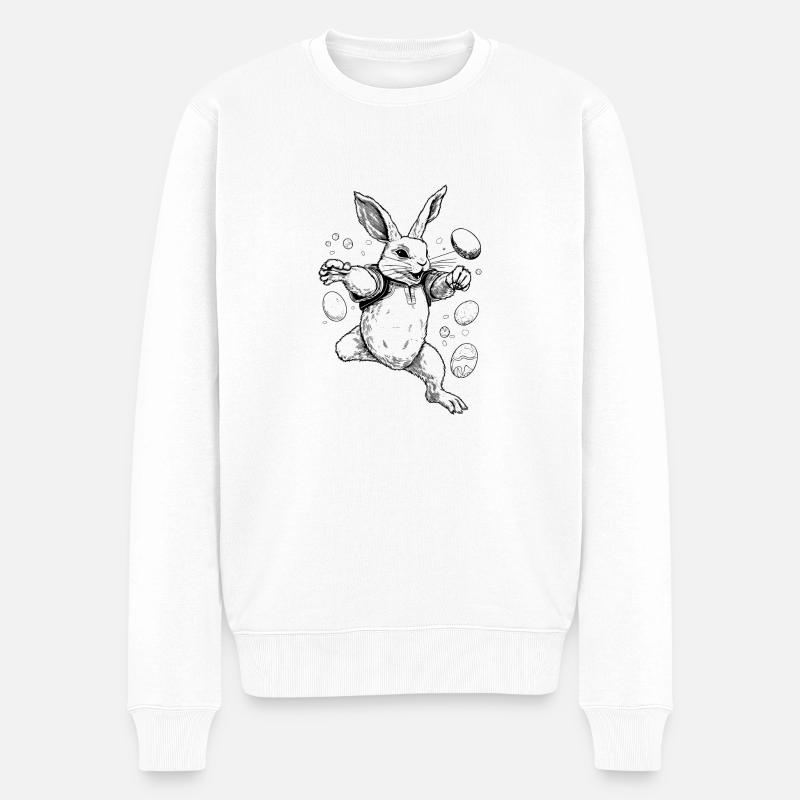 Osterhase black - Männer Premium Bio Pullover - Weiß