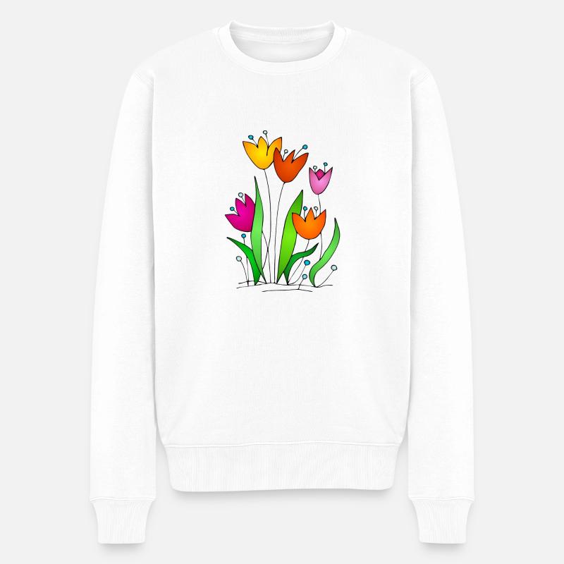 Blumen - Männer Premium Bio Pullover - Weiß