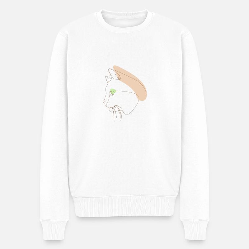 Katze - Männer Premium Bio Pullover - Weiß