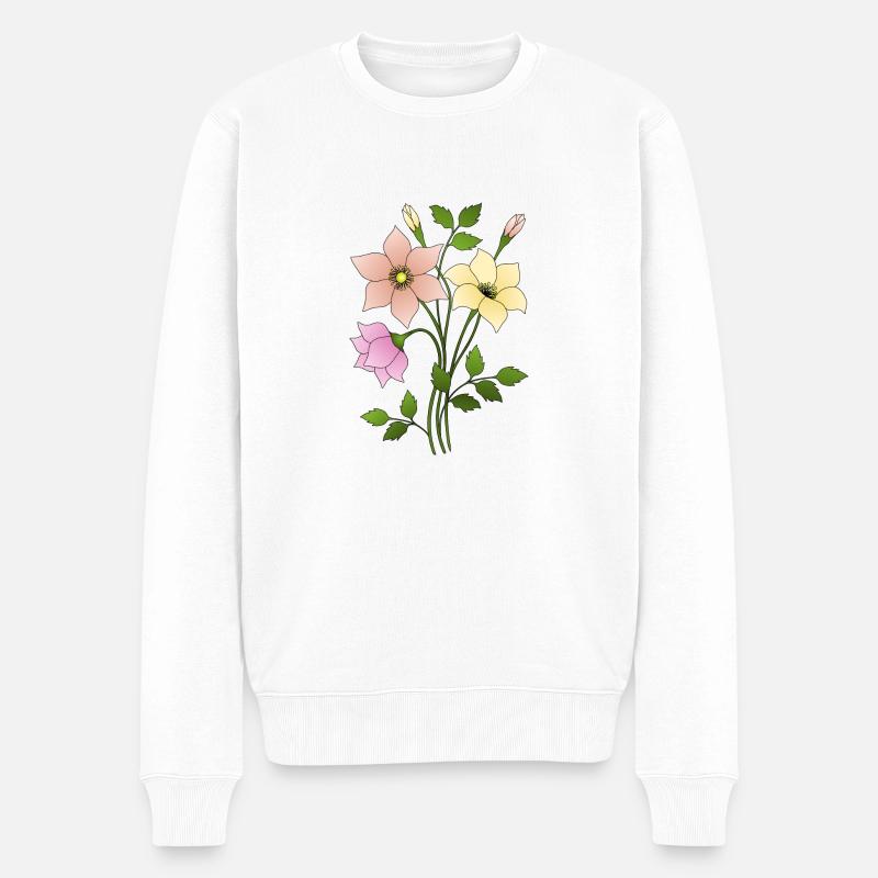 Blumen - Männer Premium Bio Pullover - Weiß